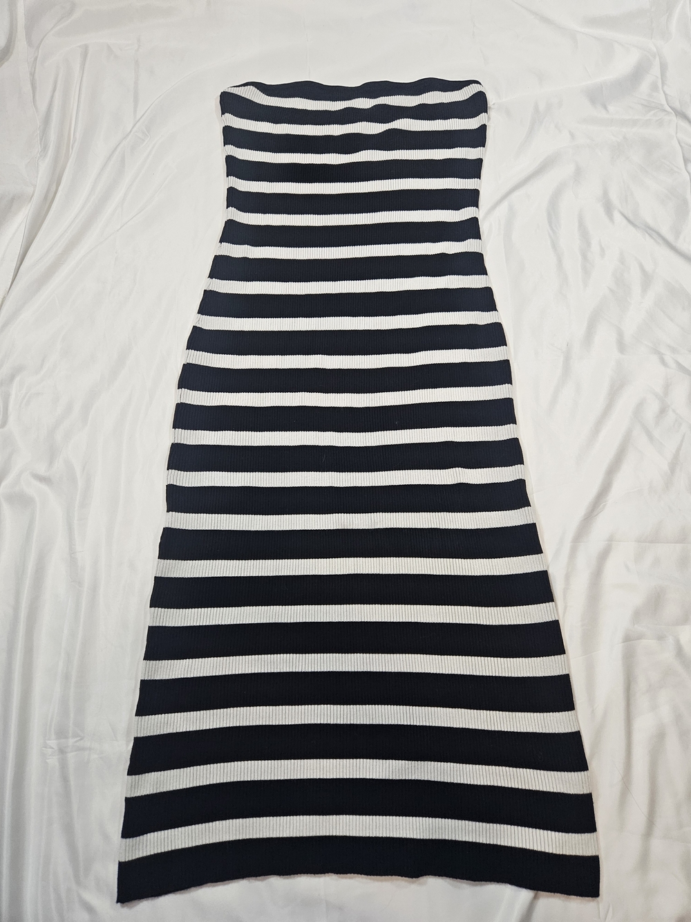 Striped Navy and White Strapless Bodycon Dress Girls Night Out Cocktail Party